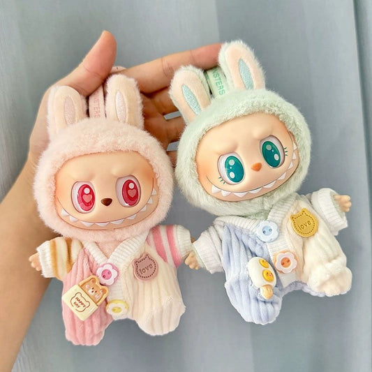 Clothes Only] First/Second Generation Labubu Clothes Hanging Ornament Automobiles Curtain Cloth Sitting Party Doll Clothes Sunken Stripe Romper Cute