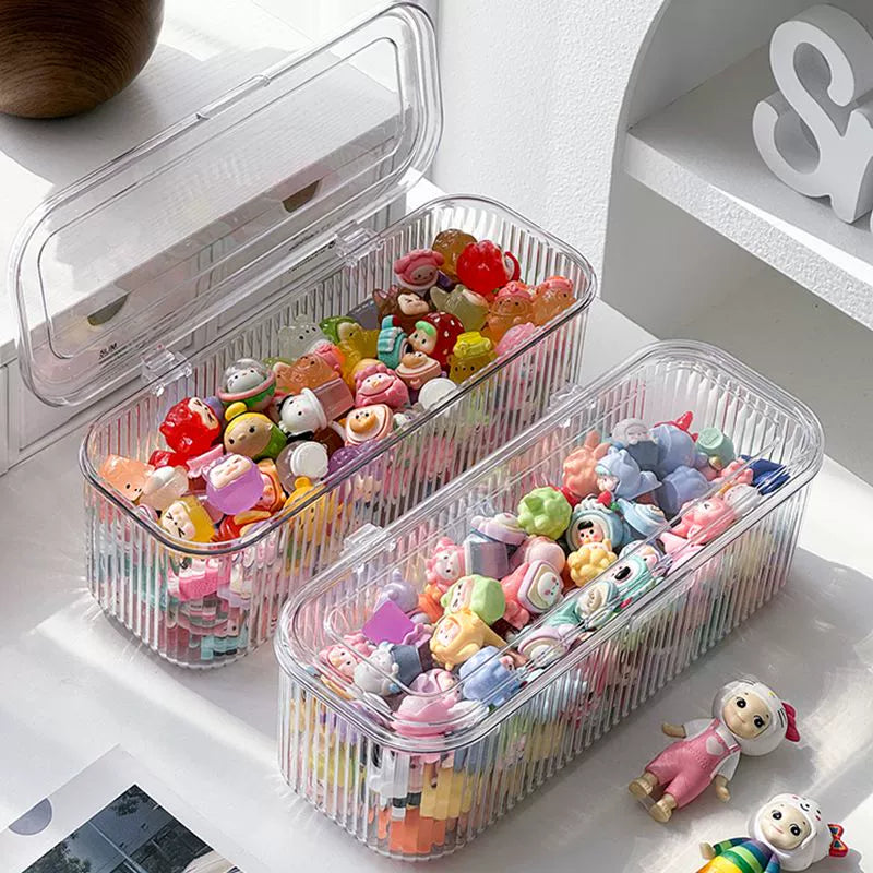 Transparent Cute Tablets Storage Box Desktop Multi-Layer Dustproof Hand-Made Blind Box Display Stand Pop Mart Small Ornaments Finishing Box