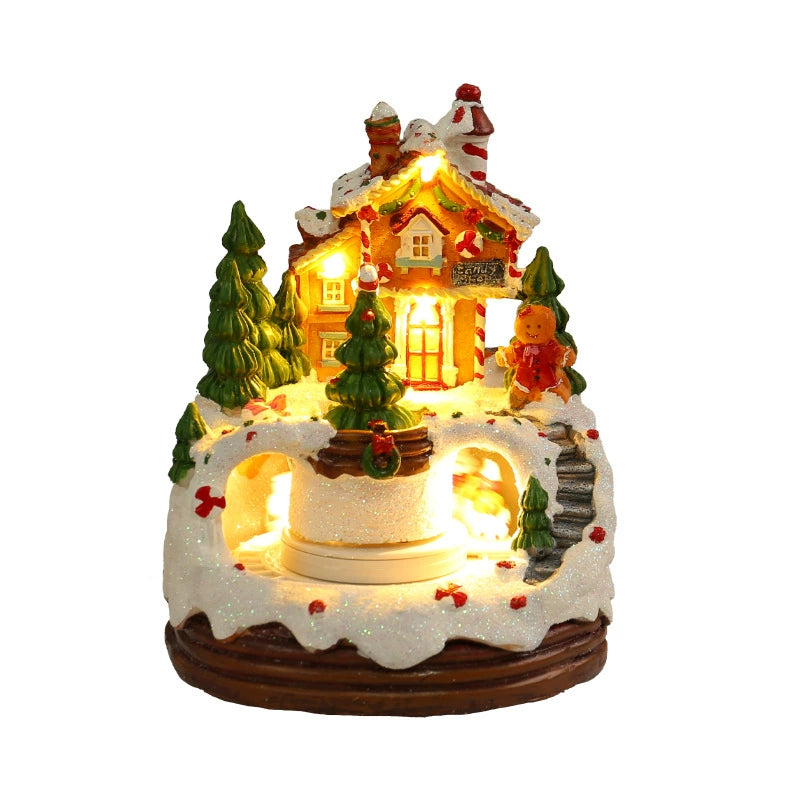 Luminous Music House Decoration Small Train New Arrival Music Box Night Light Cabin Christmas Gifts for Children Toy Girl