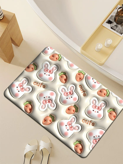 3D Three-Dimensional Expansion Small Flower Floor Mat Bathroom Toilet Diatom Mud Absorbent Pad Toilet Door Non-Slip Bathtub Floor Mat