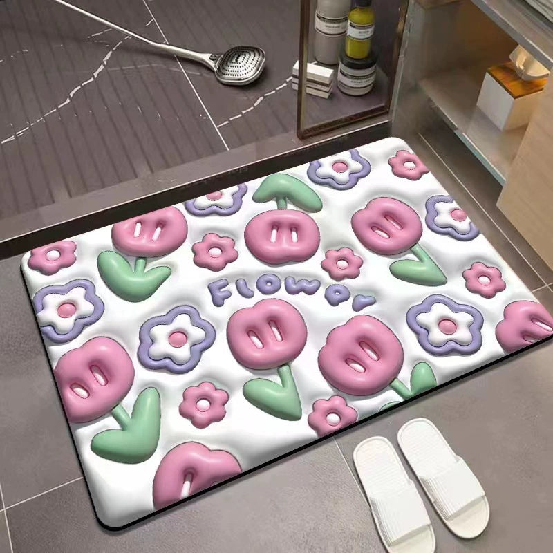 Jojo's L. Pd. Dawn. Floor Mat Fresh Quick-Drying Cartoon Absorbent Non Slip Bathroom Step Mat | Hexi