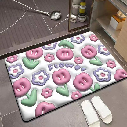 Jojo's L. Pd. Dawn. Floor Mat Fresh Quick-Drying Cartoon Absorbent Non Slip Bathroom Step Mat | Hexi