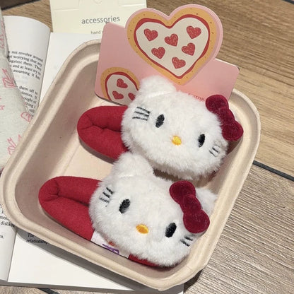 Cute Stuffed Hello Kitty Barrettes Sweet Wine Red Young Adult Heart BB Clip Cartoon Versatile Ins Bang Clip Internet Influencer Hairpin