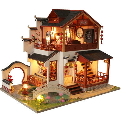 Creative Retro Chinese Style DIY Cottage Japanese Style House C Courtyard Model Hand-Assembled Female Birthday Christmas Gift