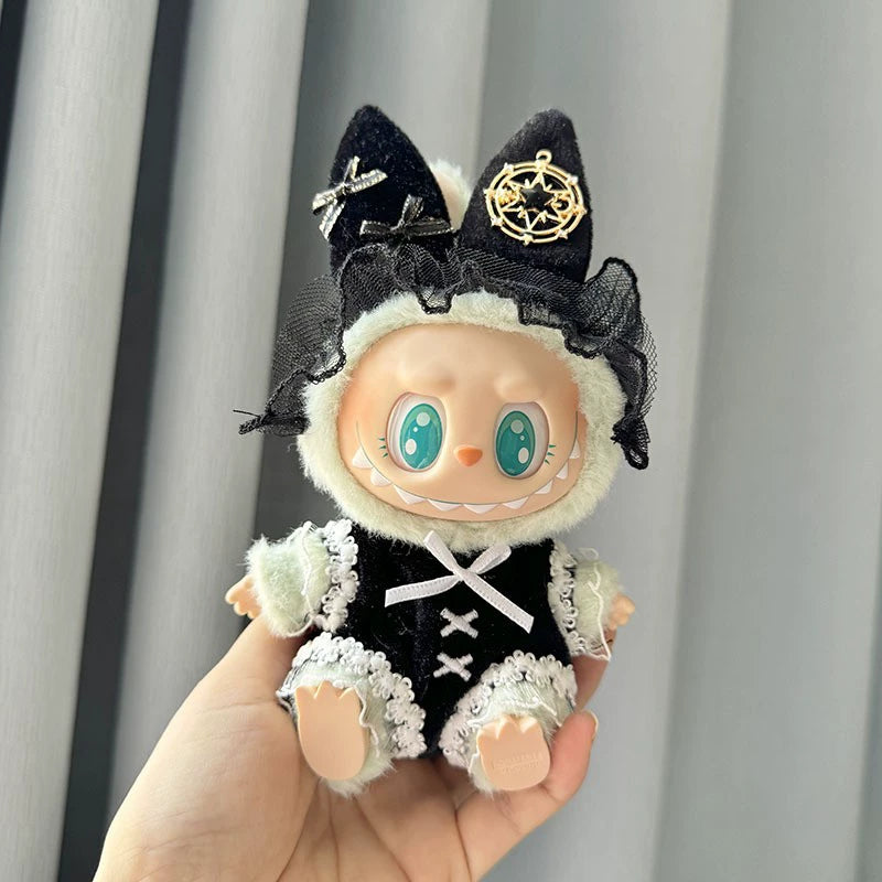 Second Generation Sitting Blind Box Labubu Clothes Vinyl Automobiles Curtain Cloth Pendant Doll Clothes Sitting Party for Trendy Suit