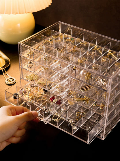 Transparent Large Capacity Drawer Ring Necklace Jewelry Box