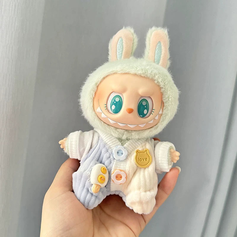 Suitable for Generation One Or Two Vinyl Automobiles Curtain Cloth Pendant Clothes Sitting Party Labubu Doll Clothes Blind Box Sunken Stripe Jumpsuit