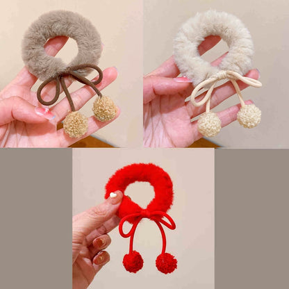 Autumn and Winter Plush Pendant Hair Ring Hair Rope Hair Band Women's High Elastic Hair Ball Hair Rope Ins Cute Hair Accessories