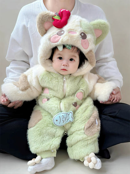 Cute Fall and Winter Super Cute Thickened Heattech Crawling Suit Jumpsuit