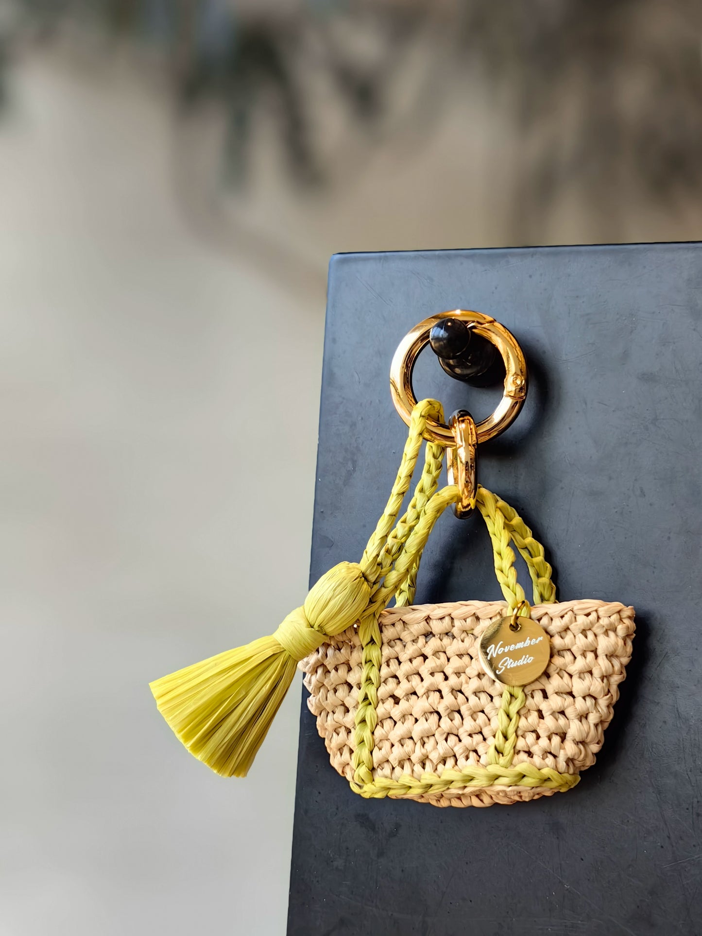 DIY Handmade Crocheted Mini Handbag Pendant Christmas Gift Raffia Keychain Material Package/Finished Product