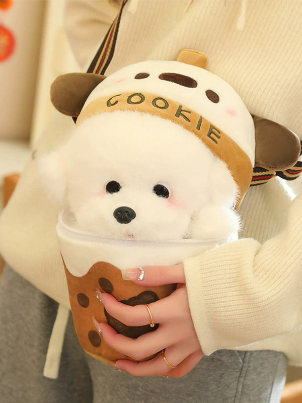 Milky Tea Cup Crossbody Shoulder Bag Plush Toy Doll