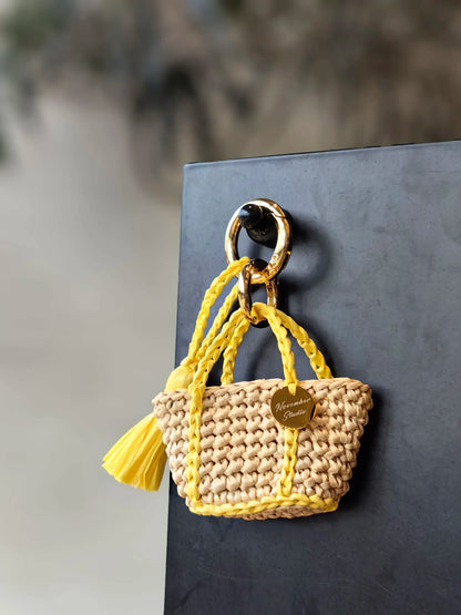 DIY Handmade Crocheted Mini Handbag Pendant Christmas Gift Raffia Keychain Material Package/Finished Product