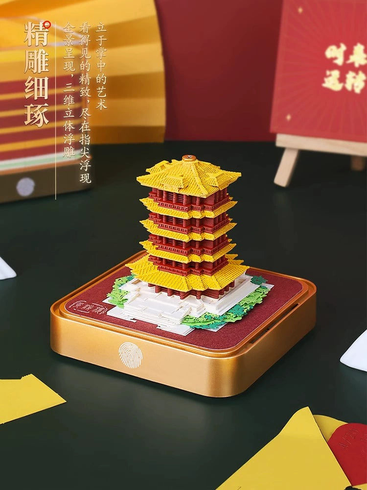 2024 Dragon Year Calendar Yellow Calendar Hand-Torn Chinese Style Paper Carving Three-Dimensional Architecture New Year Creative Holiday Gifts