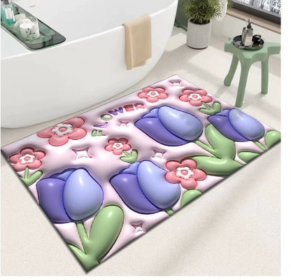 Jojo's L. Pd. Dawn. Floor Mat Fresh Quick-Drying Cartoon Absorbent Non Slip Bathroom Step Mat | Hexi