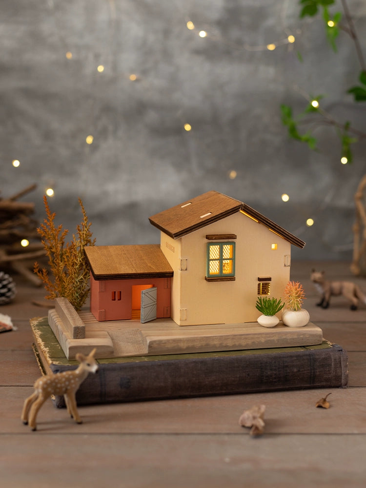 A Ying Desktop Miniature House Decoration Wooden House Decoration Female Minimalist Japanese Style Atmosphere Luminous Decompression Healing Gift