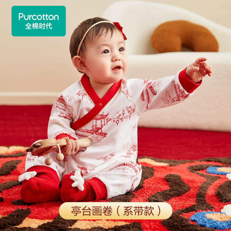 Purcotton Baby New Year Greeting Clothes New Arrival Baby Jumpsuit Festive Outwear Newborn Rompers