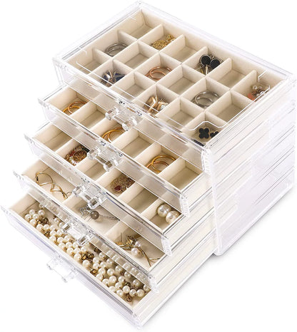 Beige Acrylic Jewelry Box Stud Earrings Earring Ring Necklace Bracelet Ornament Storage Box Jewellery Box