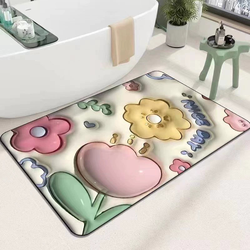 Jojo's L. Pd. Dawn. Floor Mat Fresh Quick-Drying Cartoon Absorbent Non Slip Bathroom Step Mat | Hexi