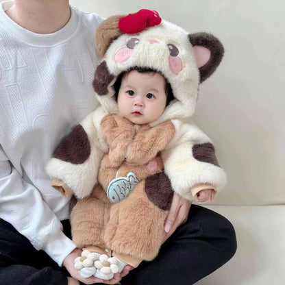 Cute Fall and Winter Super Cute Thickened Heattech Crawling Suit Jumpsuit