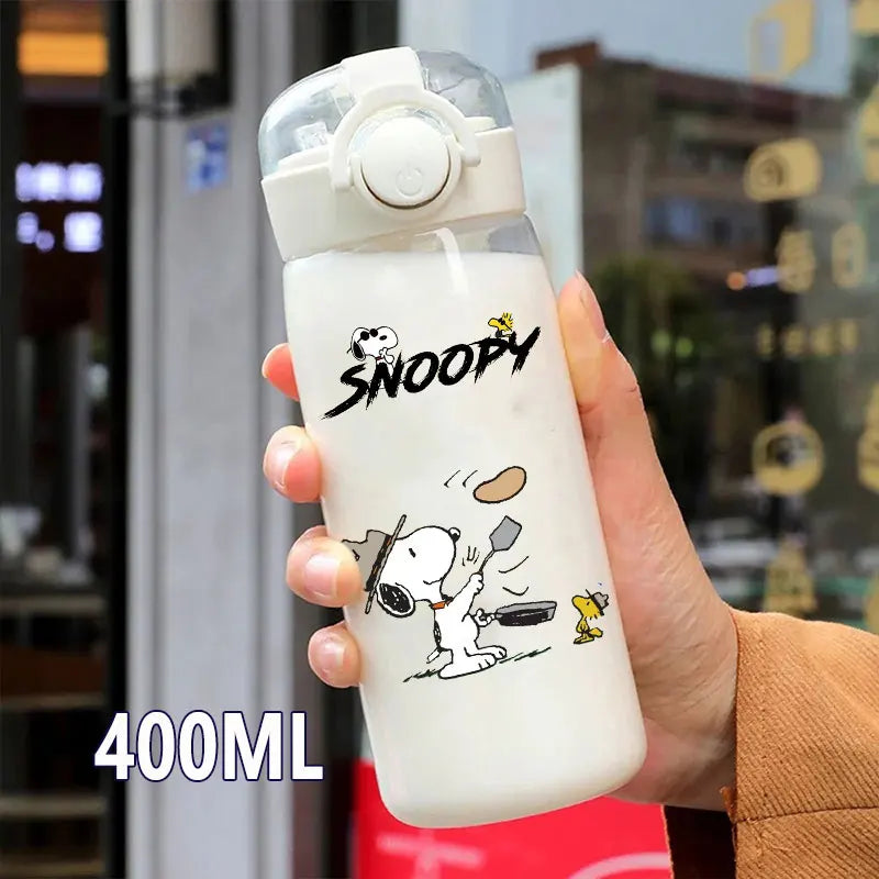 Snoopy Straw Water Cup Portable Plastic 600/400ML Charlie Browns Transparent Outdoor Large Capacity Sport Cute Water Bottle