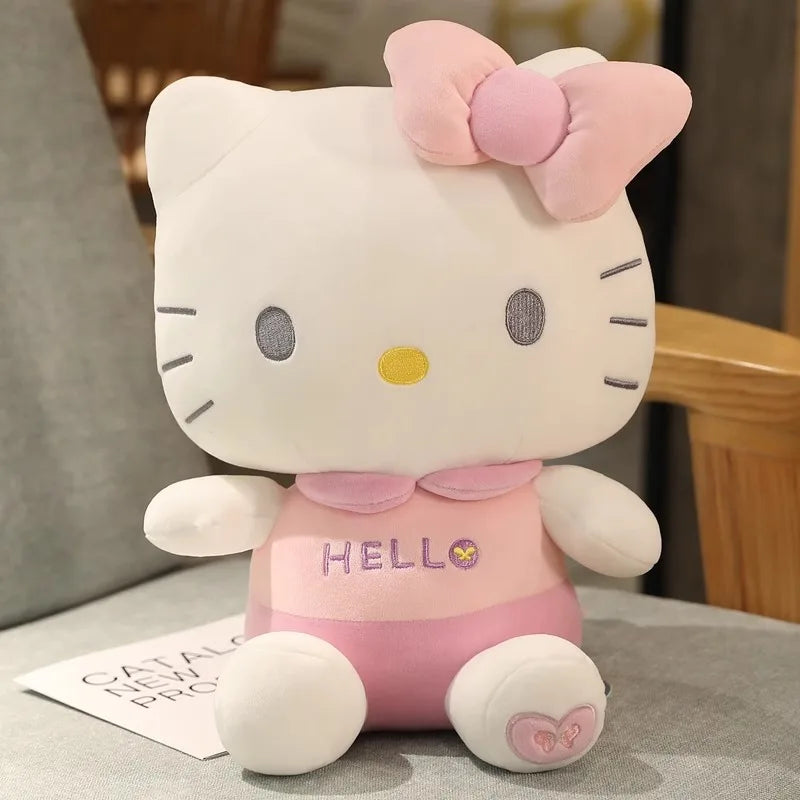 Sanrio Hello Kitty Kuromi Throw Pillow Baby Stuffed Toys Anime Cat Plush Toys Plushie Kids Gifts Children Dolls For Girls Boys