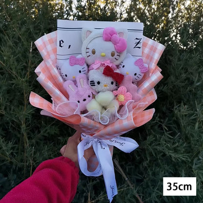 Sanrio Hello Kitty Kuromi Melody Cinnamoroll Plush Bouquet Anime Doll Toy For Valentine's Day Home Decoration Xmas Friend Gifts