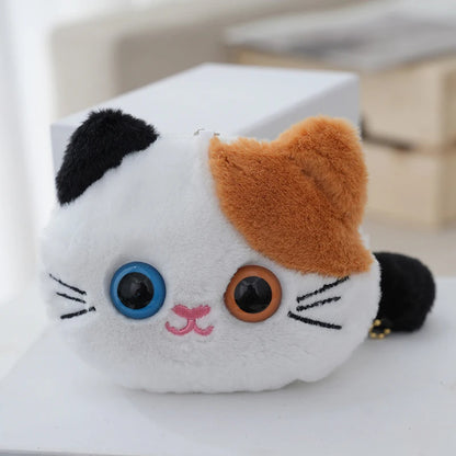 Kawaii Cartoon Cute Cat Coin Purse Keychain Pendant Creative Plush Animal Cat Storage Bag Children Mini Coin Bag Birthday Gifts