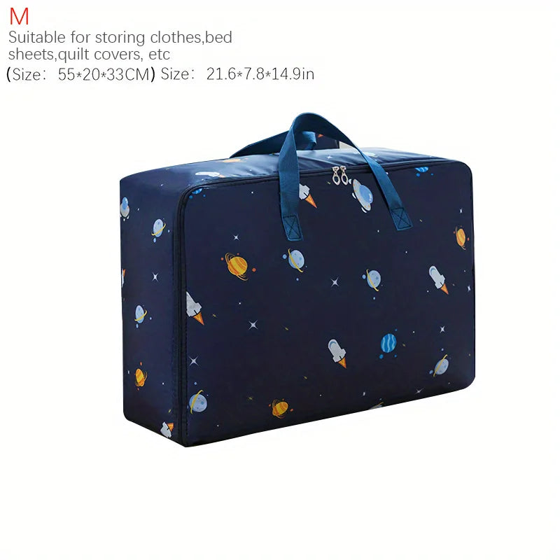 Quilt Storage Bag Cat Little Fish Rocket Pattern Quilt Storage Bag Oxford Material Moving Clothing Storage Bag Travel Organizer