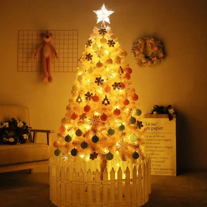 Artificial Pink Christmas Tree 150 180 CM Pine Branches Christmas Tree Set LED Lights Sturdy Tripod PVC Christmas Tree Decor