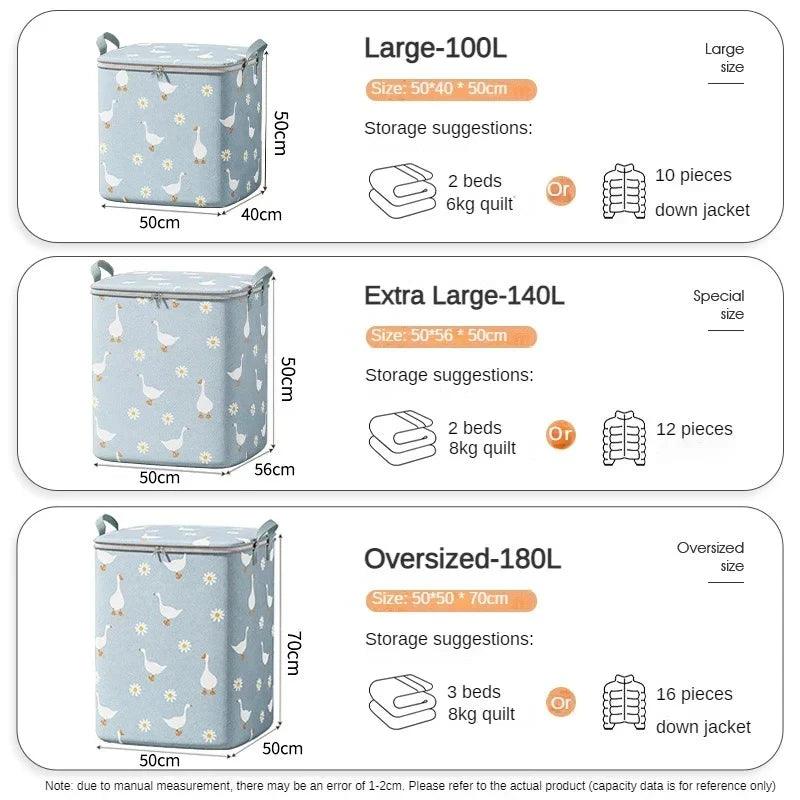 100/140/180Pcs Clothes Quilt Storage Bag Household Large Capacity Quilt Storage Box Wardrobe Non-woven Clothing Moving Luggage B