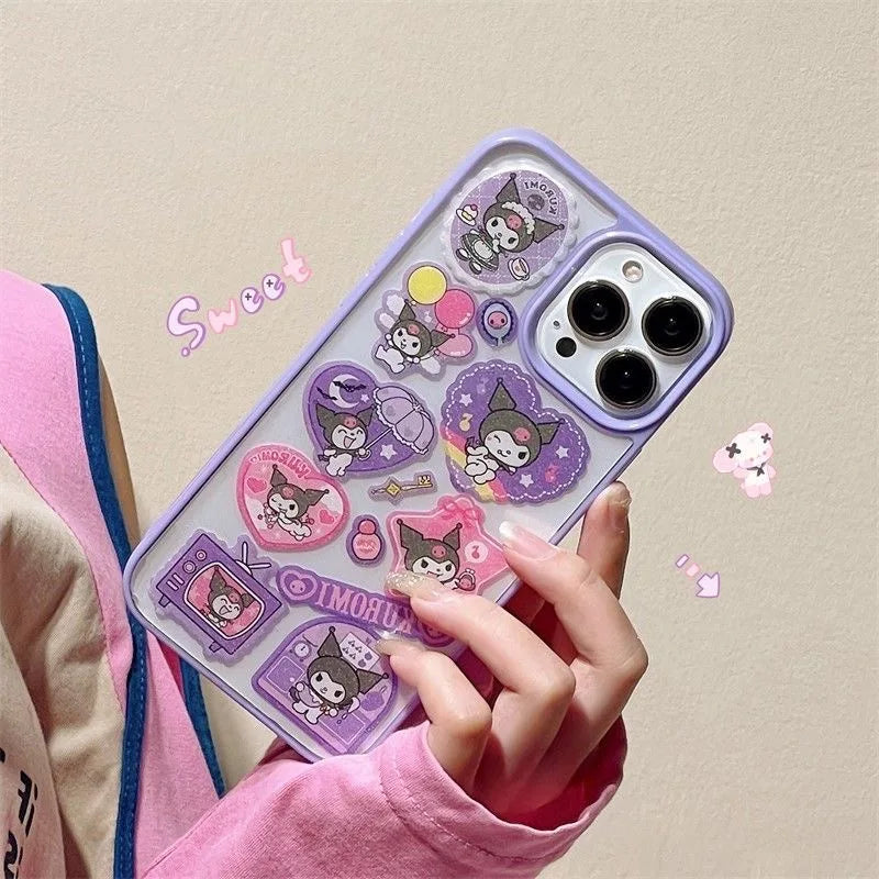 Sanrio Hello Kitty Kuromi Cartoon Phone Case For iPhone 16 15 14 13 12 11 ProMax XR XS 8 Plus Y2K Cute Soft Back Cover Pink Girl