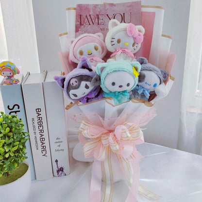 Christmas Gifts Sanrio Plush Cartoon  Bouquet My Melody Kuromi Cinnamoroll Kt Cat Plush Doll Toy Valentine Graduation Gifts