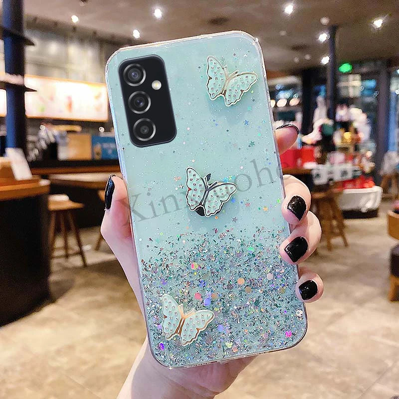 Fashion Phone Case for Samsung Galaxy A54 A34 5G A24 4G SamsungA54 Luxury Starry Sky Butterflies Transparent Soft Back Cover