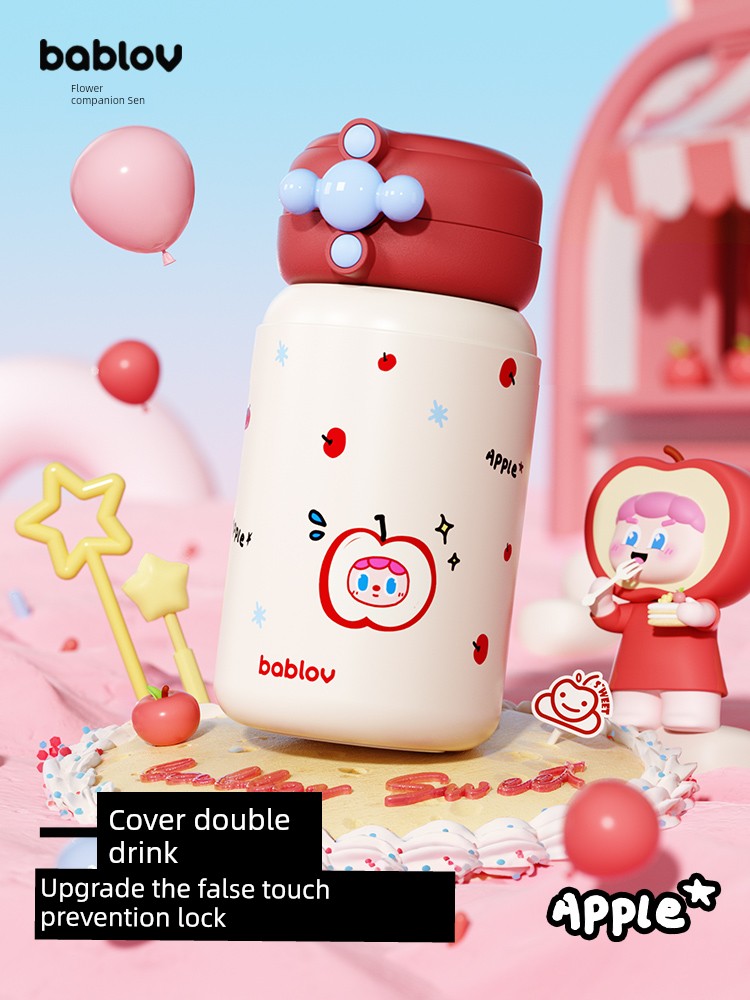 Bablov Vacuum Cup Girl Good-looking 316L Stainless Steel Cup Kids Portable Convenient Cute Straw Cup