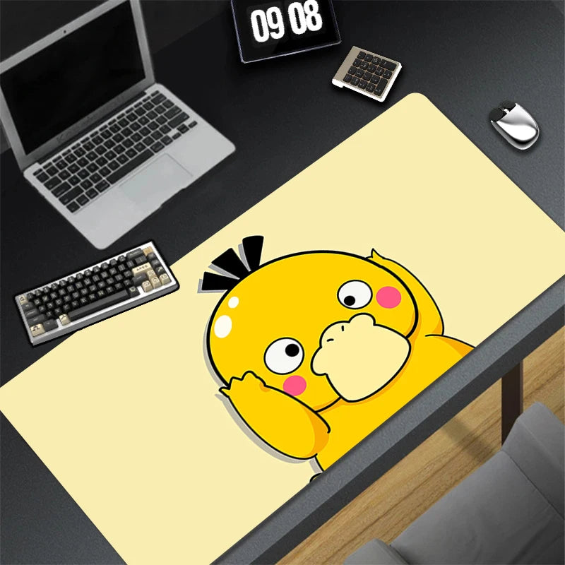 Kawaii Japan Anime Mouse Pad PC Yellow Star Duck Gamer Cabinet Keyboard Rug XXL P-pokemon P-psyduck Mousepad Large Cute Desk Mat