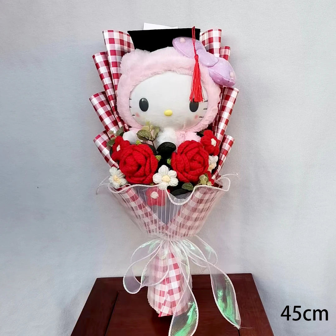 Hot Plush Bouquet Hello Kitty Kuromi My Melody Cinnamoroll Anime Plush Doll Toy Woman Valentine's Day Girls Christmas Gifts