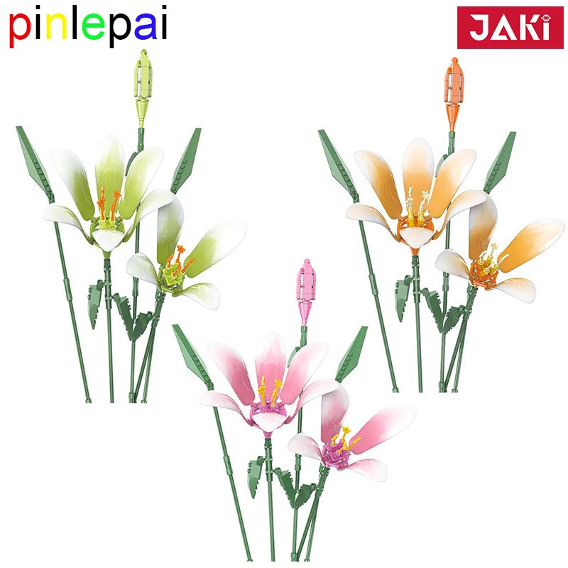 Pinlepai Jaki Flower Building Block Lily Of The Valley Blocks Bricks Brick Romantic Flowers Bouquet Model Set Children Toys