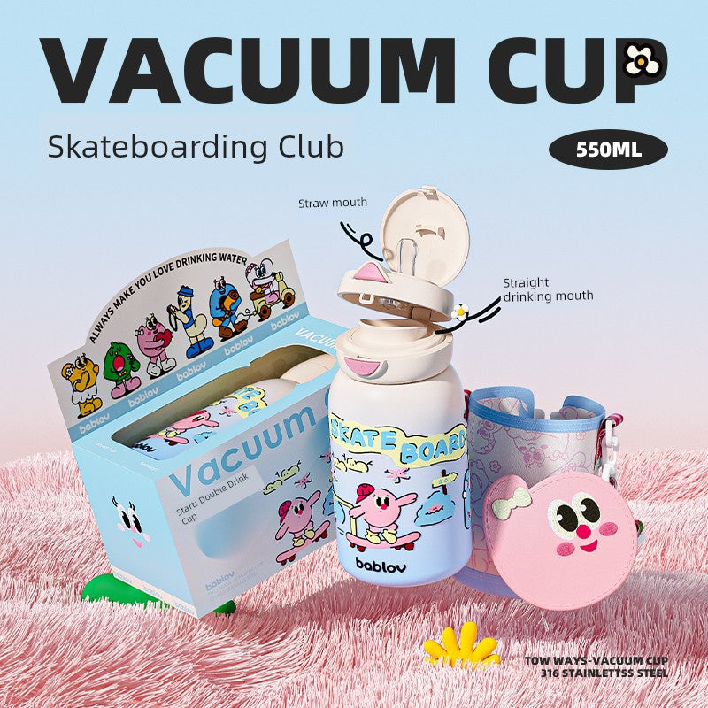 Bablov Vacuum Cup Girl Good-looking 316L Stainless Steel Cup Kids Portable Convenient Cute Straw Cup