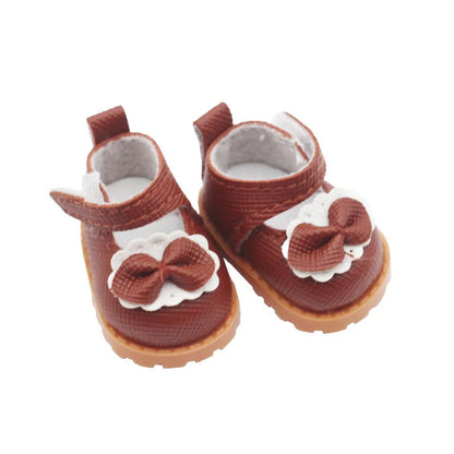 Doll Leather Shoes Labubu Bow Shoes for 17cm Labubu 10cm EXO /Cotton Doll Finger Shoes