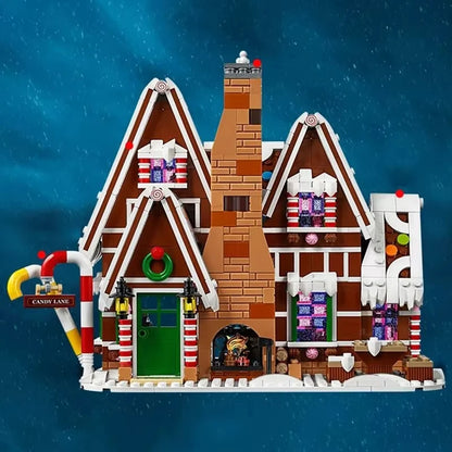 Santa Claus Gingerbread House Landscape Light Building Blocks Brick Winter Village Kit Assembly Toys Christmas Gifts