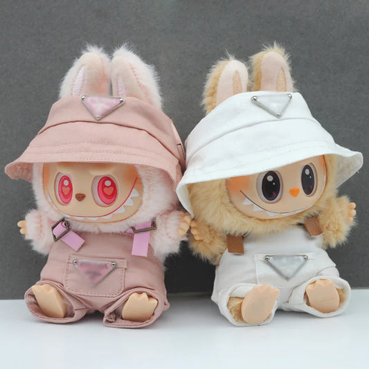 Labubu 17cm Doll Figurine Suitable Clothes Trendy Cute Printed Graffiti Hoodie Cardigan Fisherman Hat Strap Pants Christmas Gift