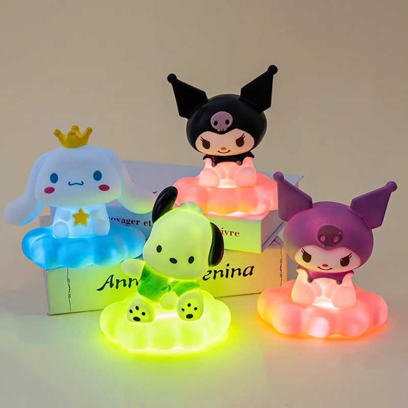 Sanrio HelloKitty Animation Kawaii Glowing Cloud Lamp Cinnamoroll Kuromi Bedside Lamp LED Night Light Cake Decoration  Gift