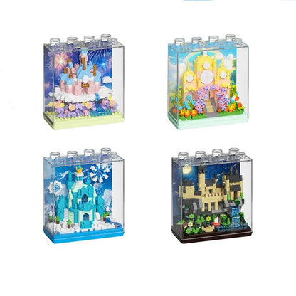 Frozen Castle Micro Building Blocks Magic Castle Disney Assembled DIY Model Mini Brick Figure Toys For Home Decoration