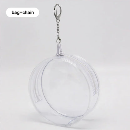 12/14cm Multi-color Doll Storage BagTransparent Round Doll Bag Circular Hanging Outdoor Doll Display Bag with Keychain