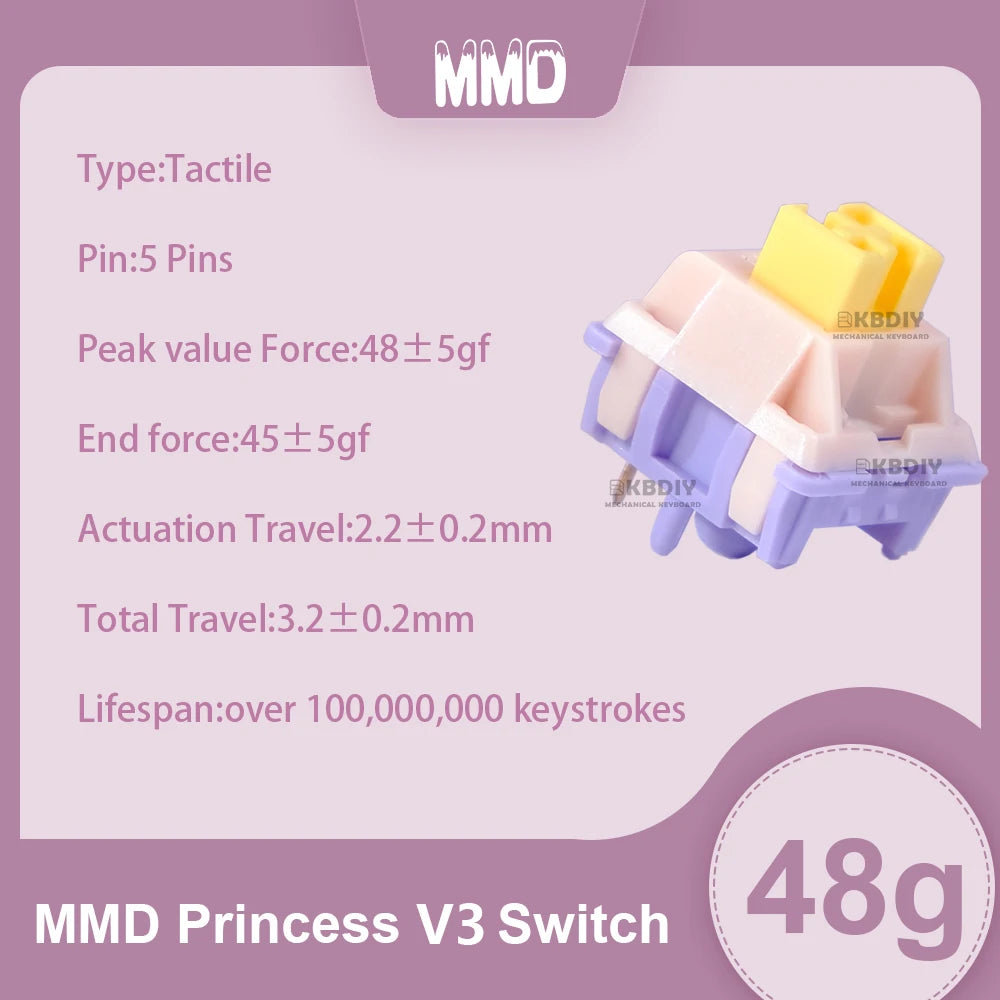 MMD Princess Switch Tactile Linear 5 Pin HIFI Keyboards Switches Banana Splits MX Mechanical Keyboard DIY Custom For GMK67