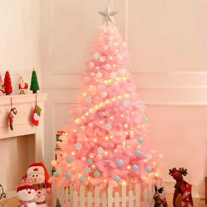 Pink Christmas Tree 210cm/180cm/150cm Large Artificial Xmas Tree Retardant Fir Tree for Рождество Navideño