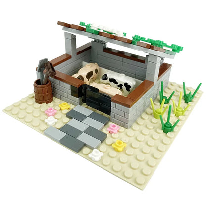 Farm MOC Building Blocks Animal Parts Pasture Bricks Kits Toys Chicken Coop Pig House Bullpen Birdhouse Compatible With LEGO