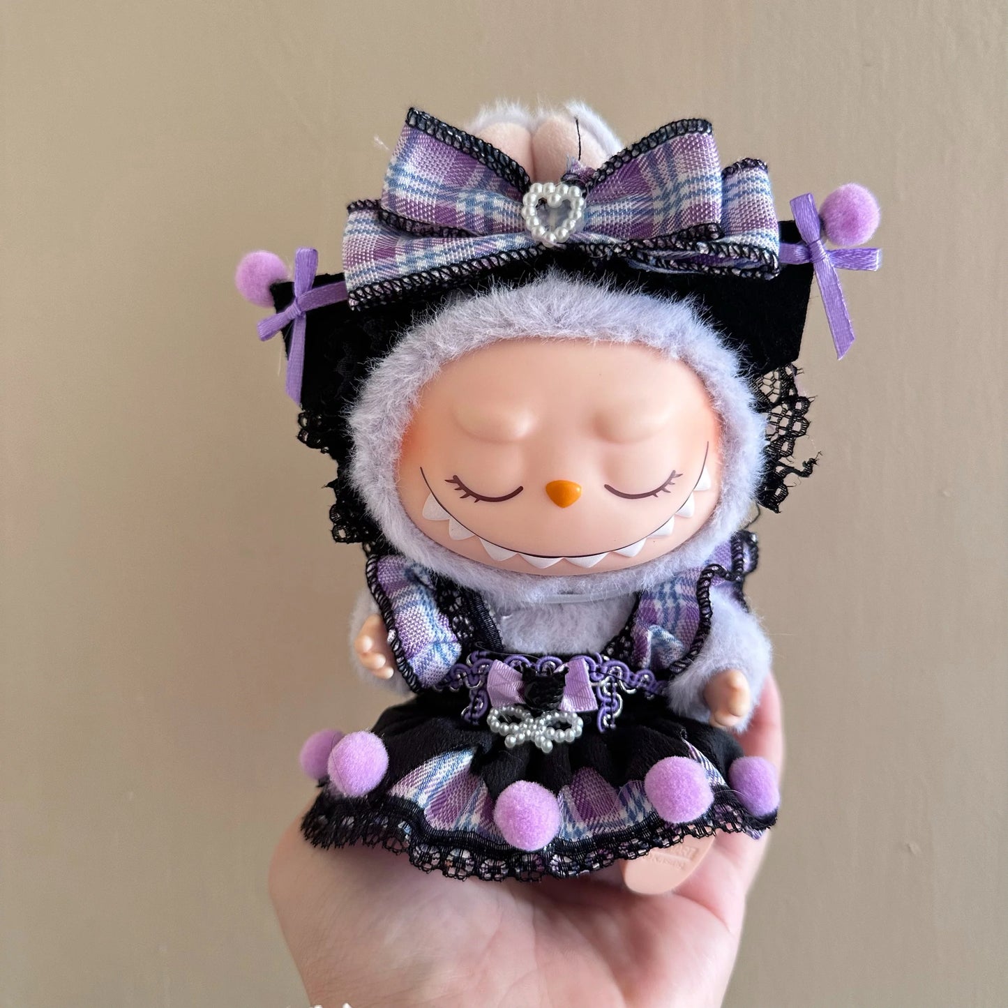 17cm Labubu V2 V1 Purple Dress Doll Clothes Outfit Accessories Idol Doll Clothing for Kid Gift Labubu Ropa