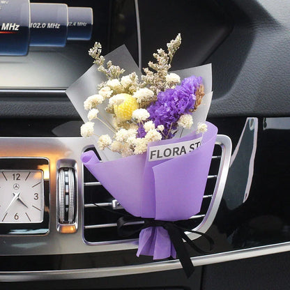 Car Dried Flower Bouquet Car Fragrance Air Outlet Dried Flower Mini Valentine's Day Gift Car Fragrance Bouquet Lucky Decoration