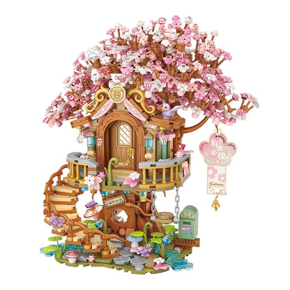 Loz Pink Romantic Cherry Blossom Treehouse Mini Particles Building Blocks Diy Tree House Sets For Children Girls Christmas Gifts